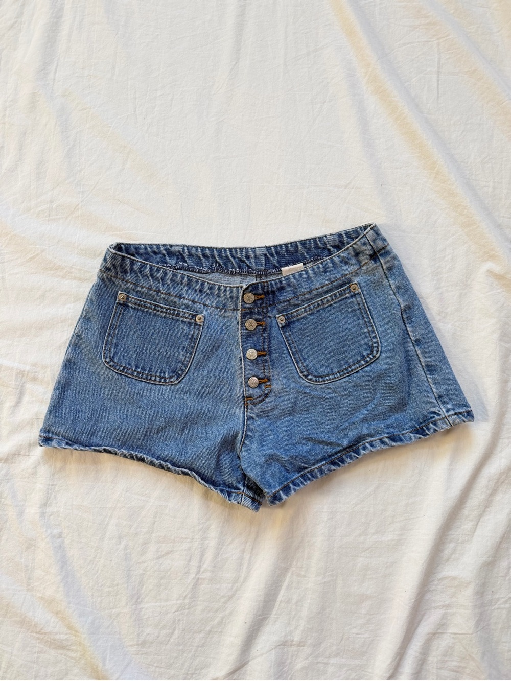 Jordache Medium Blue Button-Front Denim Shorts
